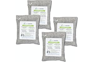 PureGuardian CB200 Bamboo Charcoal Air Purifying Bag, Eco-Friendly, Naturally Absorbs Odors, Excess Moisture and Pollutants, 200g, 4-Pack, Gray