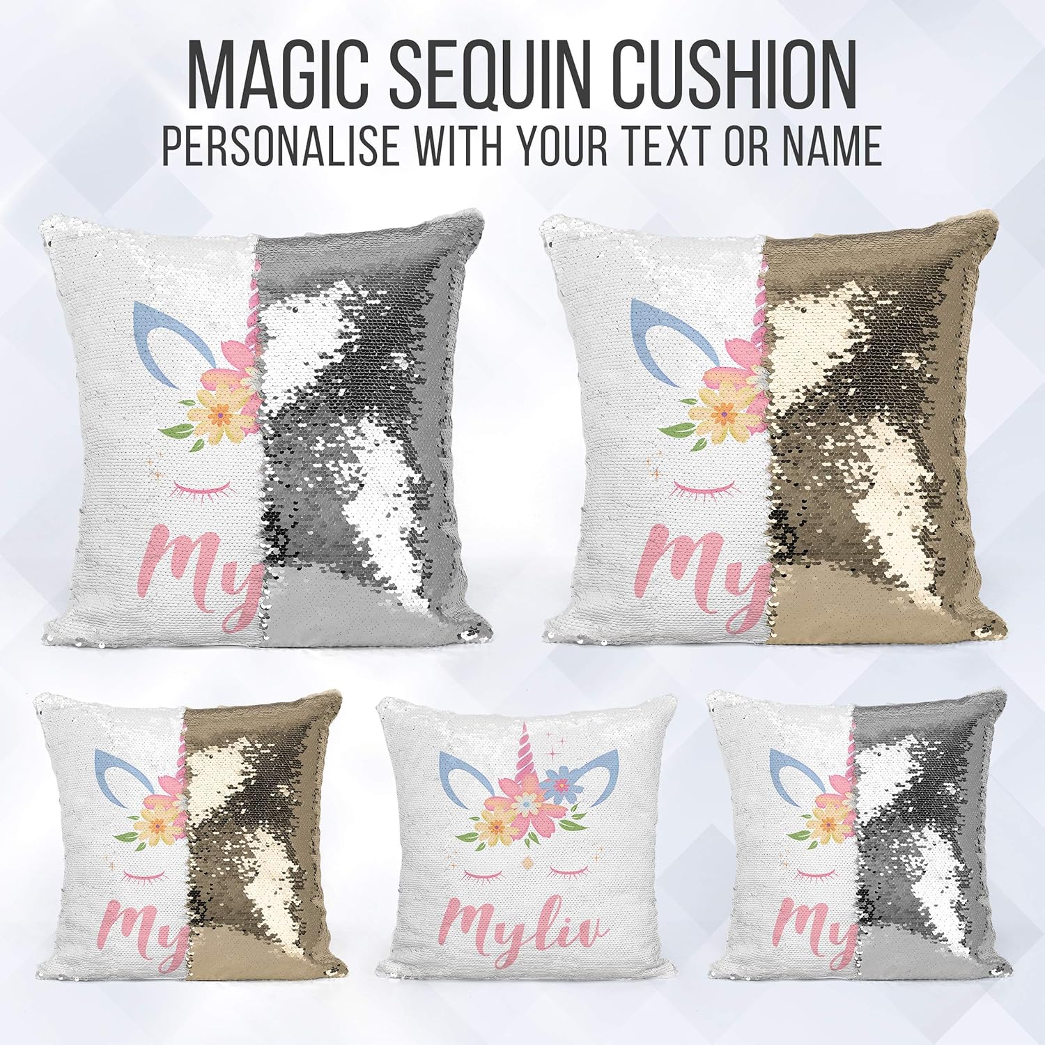 personalised photo sequin cushion