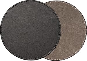 honju Home Real Leather Coaster for Smart Speakers Like Apple HomePod, Sonos Play 1, Amazon Echo Series [Handmade I Diameter 10cm I Real Leather & Microfibre I Black] - 88053