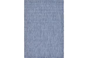 Unique Loom Collection Casual Transitional Solid Heathered Indoor/Outdoor Flatweave Area Rug (4' 1" x 6' 1" Rectangle, Blue/Navy Blue)
