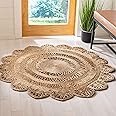 SAFAVIEH Natural Fiber Round Collection 10' Round Natural NFB250A Handmade Boho Country Charm Jute Area Rug