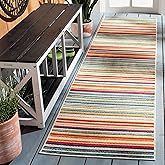 SAFAVIEH Washable Rug Outdoor Cabana Collection - 2'2" x 9' Runner, Ivory & Green, Non-Shedding & Easy to Clean, Ideal for Pa
