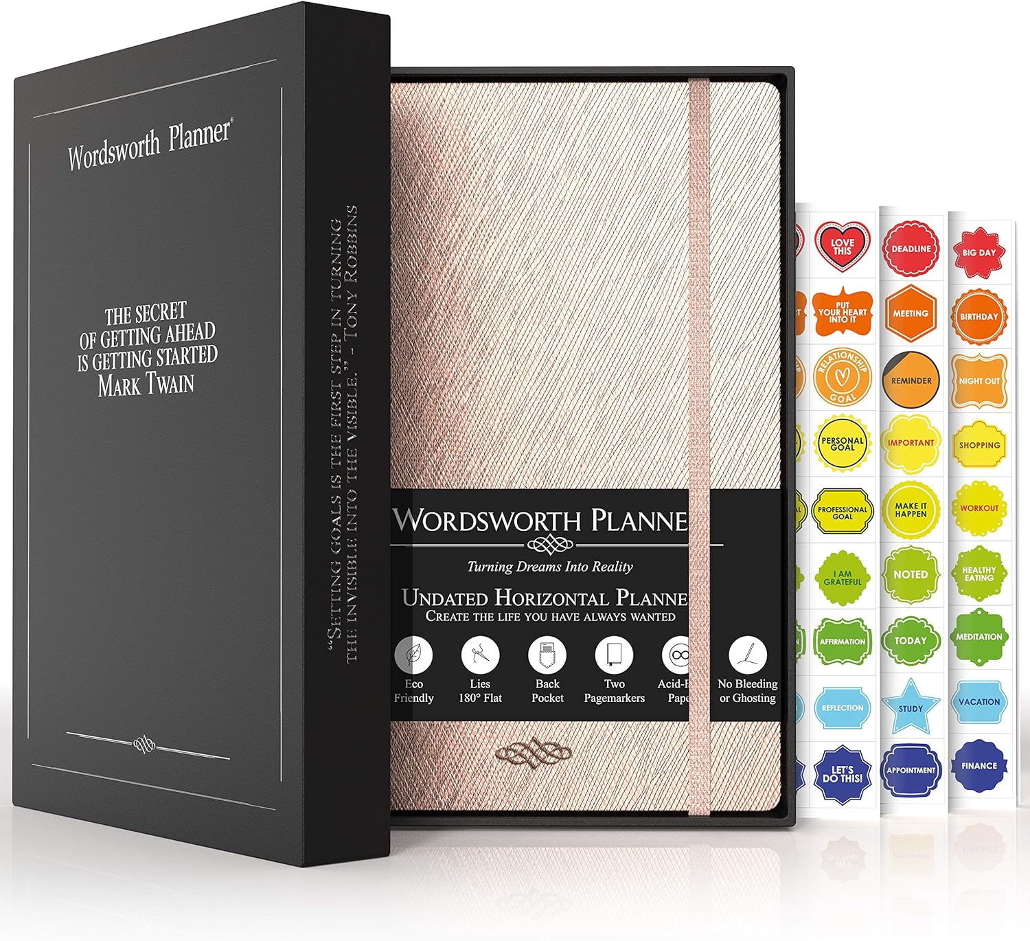 Wordsworth Planner Dotted Blank Monthly, Weekly and Yearly Spread - Hardcover, 5.83 × 8.27In, Premium A5 Paper (120GSM)