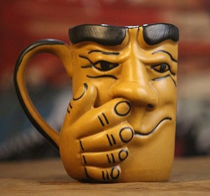 Weird Wolf Johnny hand-crafted large coffee mug (400 ml) for gifting - Beige Color