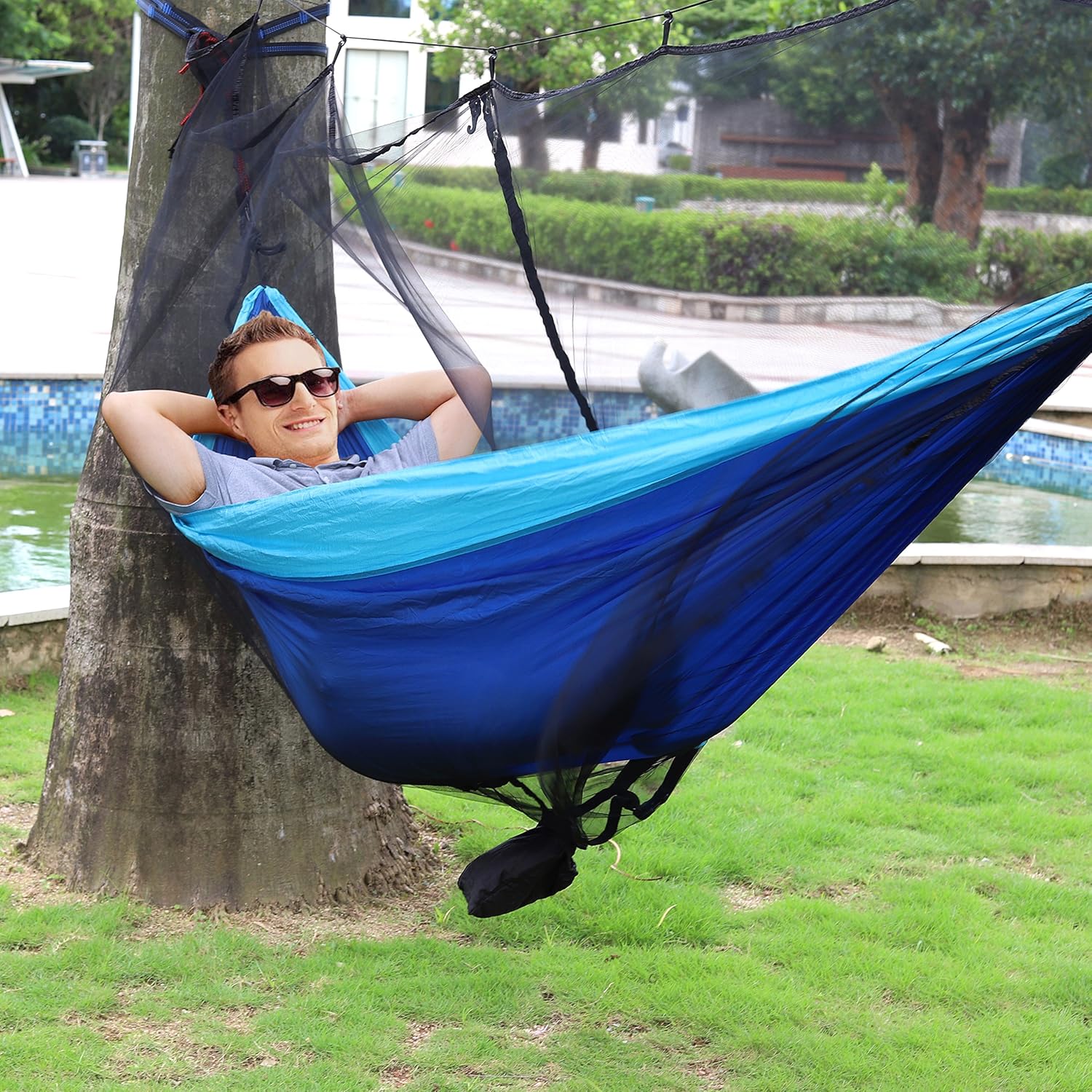 Alucky Hammock Net Camping Mosquito Net, No See Ums & Repels Insect, Polyester Netting for 360 Degree Protection, Double Sided Zipper for Easy Access Fits for All Camping Hammocks（Black: Sports & Outdoors