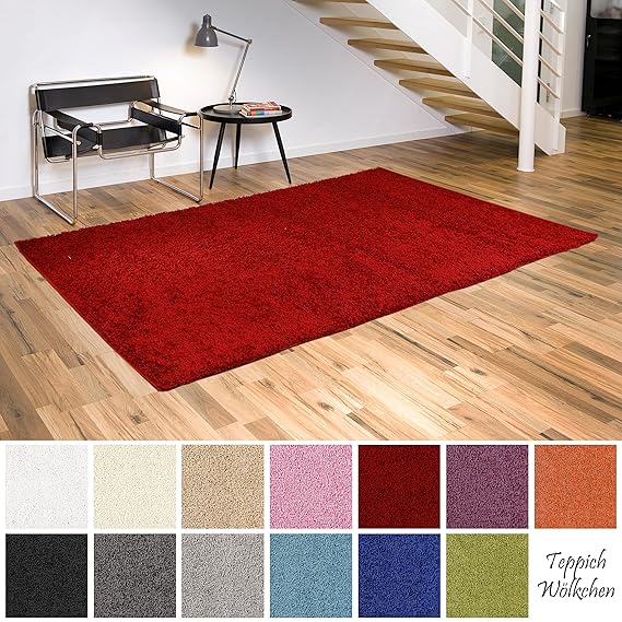 Shaggy-Teppich | Flauschige Hochflor Teppiche für Wohnzimmer Küche Flur Schlafzimmer oder Kinderzimmer | Einfarbig, schadstof