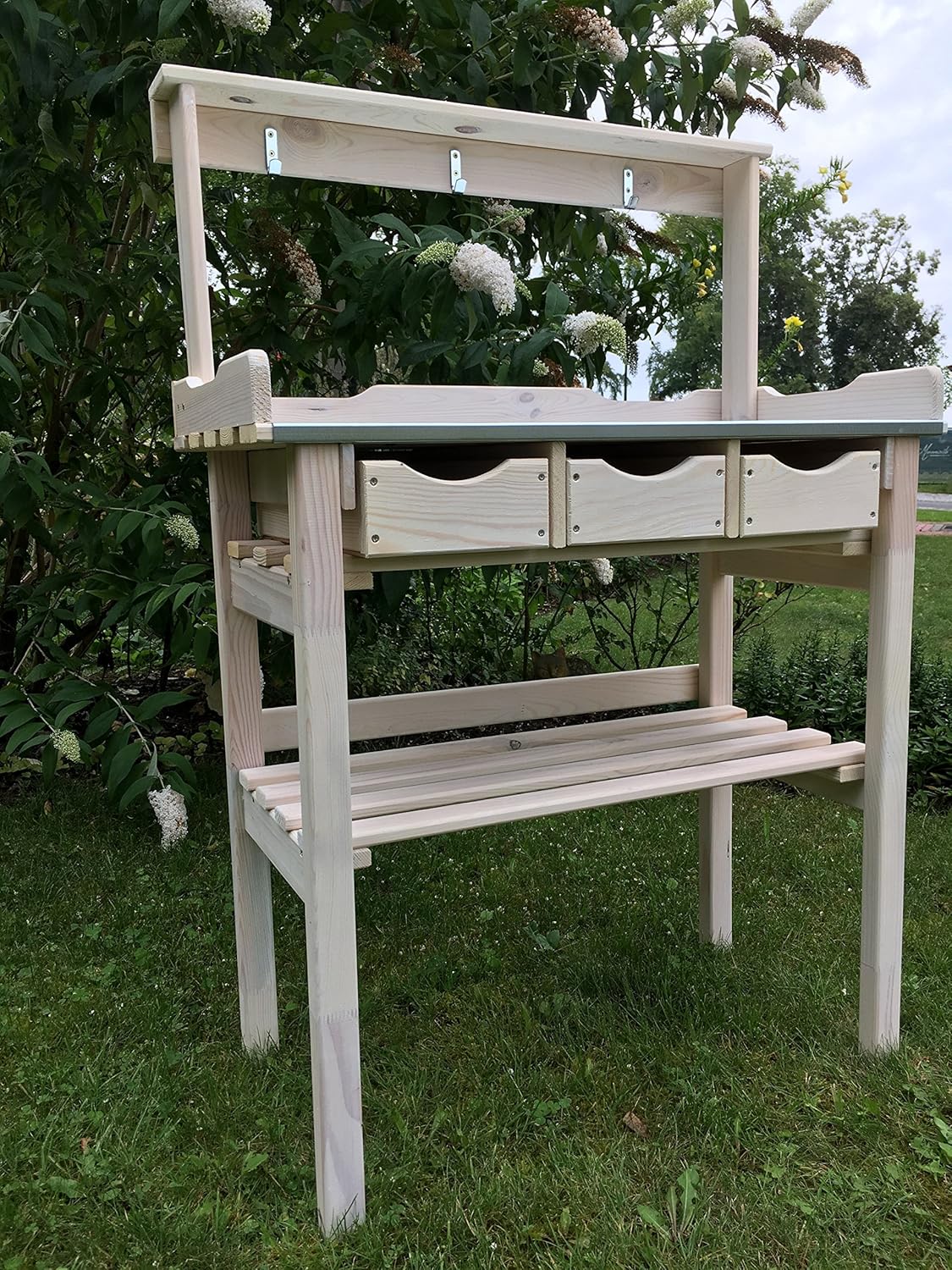 B78 x T38 x H82/113 cm plateau zinc Décoratif blanc translucide