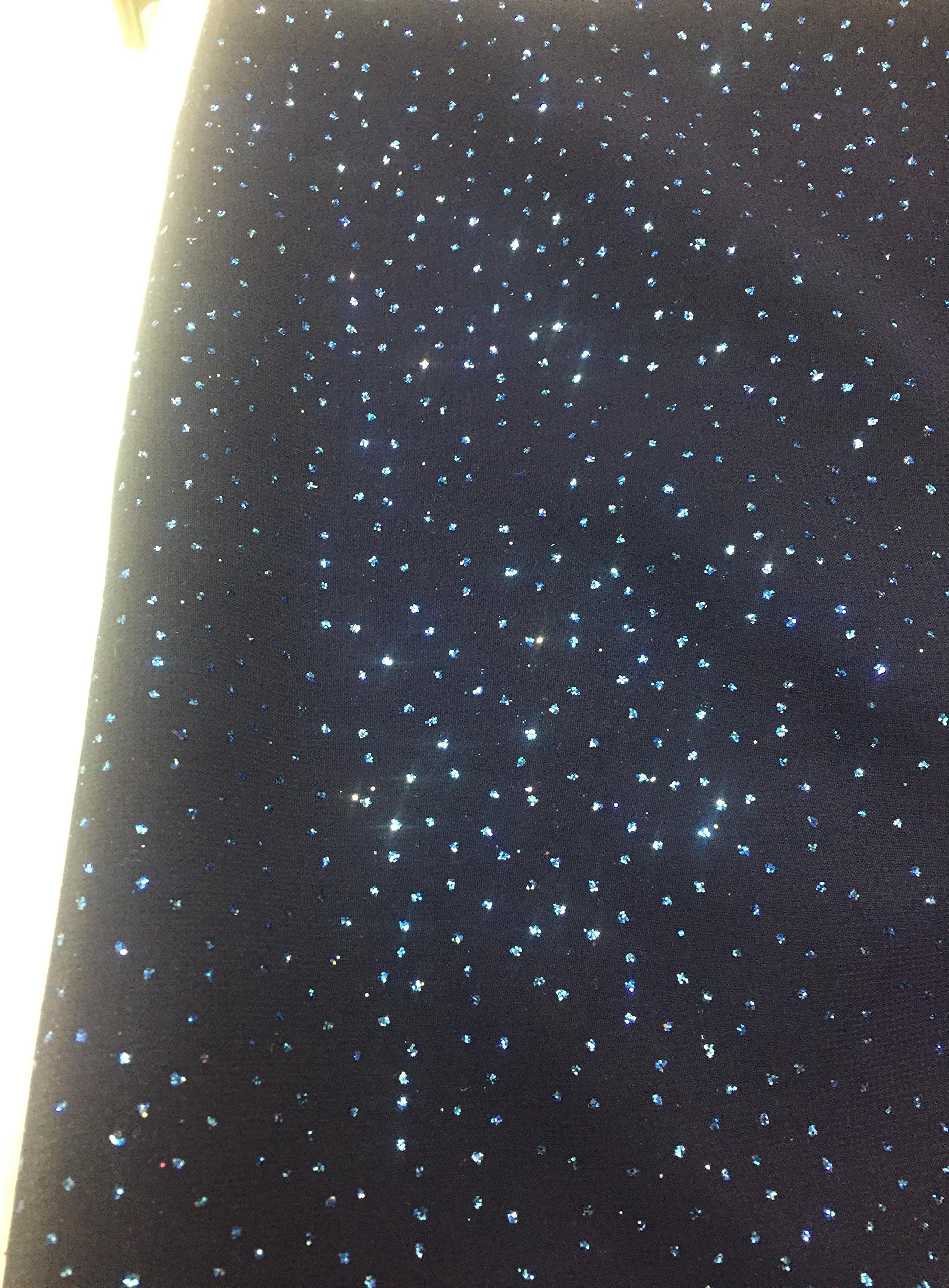 Mesh Stretch Fabric Navy Blue with Royal Blue Glitter Glitter Design , Evening , Prom Fabric ~ 2 Yds~ 58 "