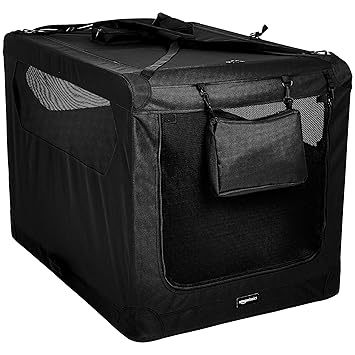 AmazonBasics Premium Folding Portable Soft Pet Dog Crate Carrier Kennel - 42 x 31 x 31 Inches, Black