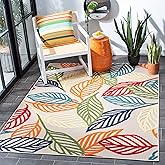 SAFAVIEH Washable Rug Outdoor Cabana Collection - 4'5" x 6'5", Ivory & Green, Non-Shedding & Easy to Clean, Ideal for Patio, 