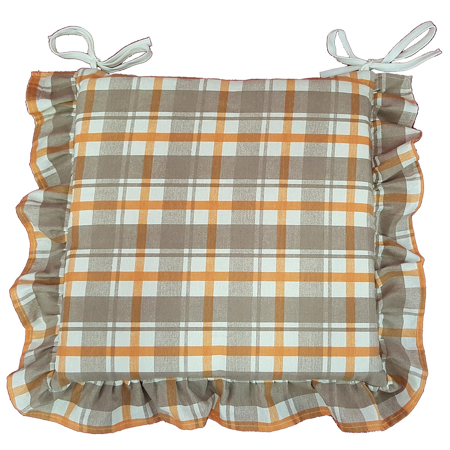 Set 4 cuscini shabby Cuore rosso pois bianco con volant 40x40 spessore 5 cm, copri sedia cucina, Euronovità