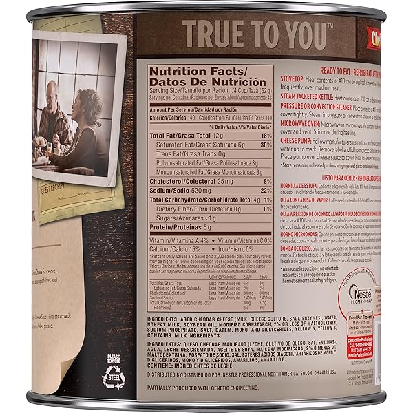 CHEF-MATE GOLDEN CHEDDAR CHEESE SAUCE, CANNED FOOD FOR MAC AND CHEESE, 6 LB 10 OZ (#10 CAN BULK)
