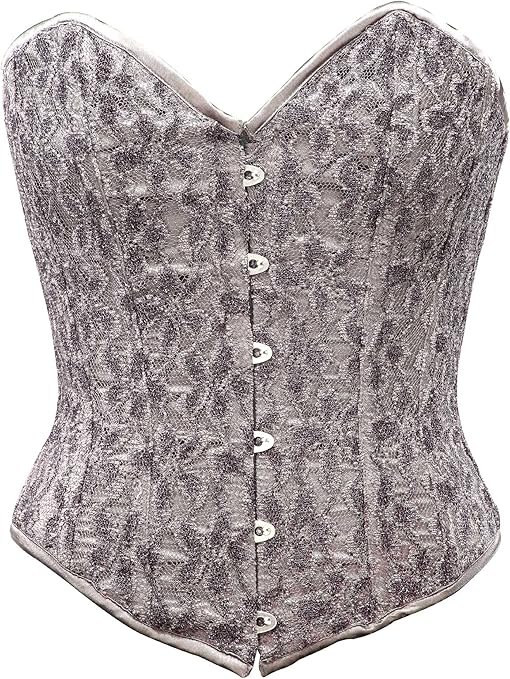 Floral Net with Satin Fabric Steel Boning Overbust Corset