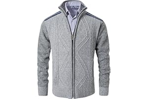 VtuAOL Men's Cardigan Sweaters Casual Full Zip Sweaters Knitted Cardigan with Pockets