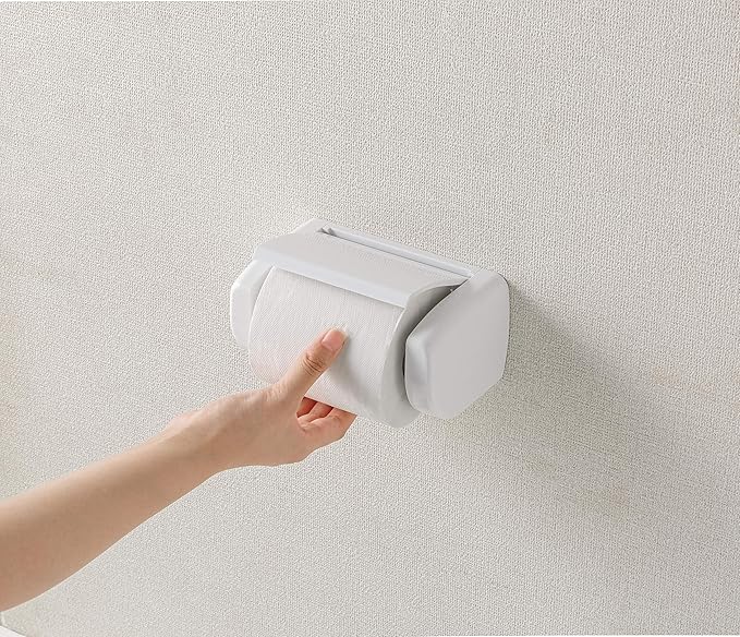 Amazon Co Jp オーエ ペーパーホルダー 白 縦10 1 横17 4 高さ8 5cm トイレ St コアレス 対応 ワンタッチ 交換 簡単 取り付け ホーム キッチン