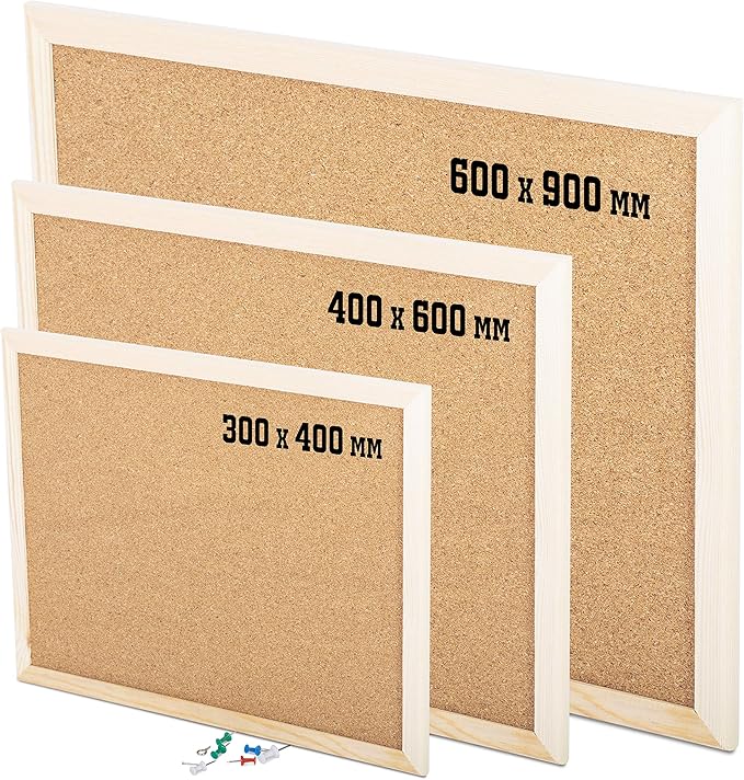 KAV Cork Notice Office Memo School with 6 Push Pins Classic Wood