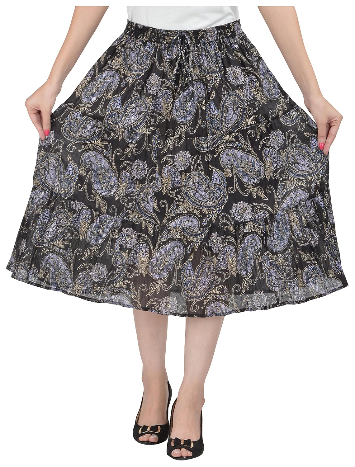 cotton breeze women's a-line skirt (fp559_blue_free size)