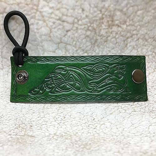 Amazon Com Green Viking Beast Leather Hair Tie For Men Handmade