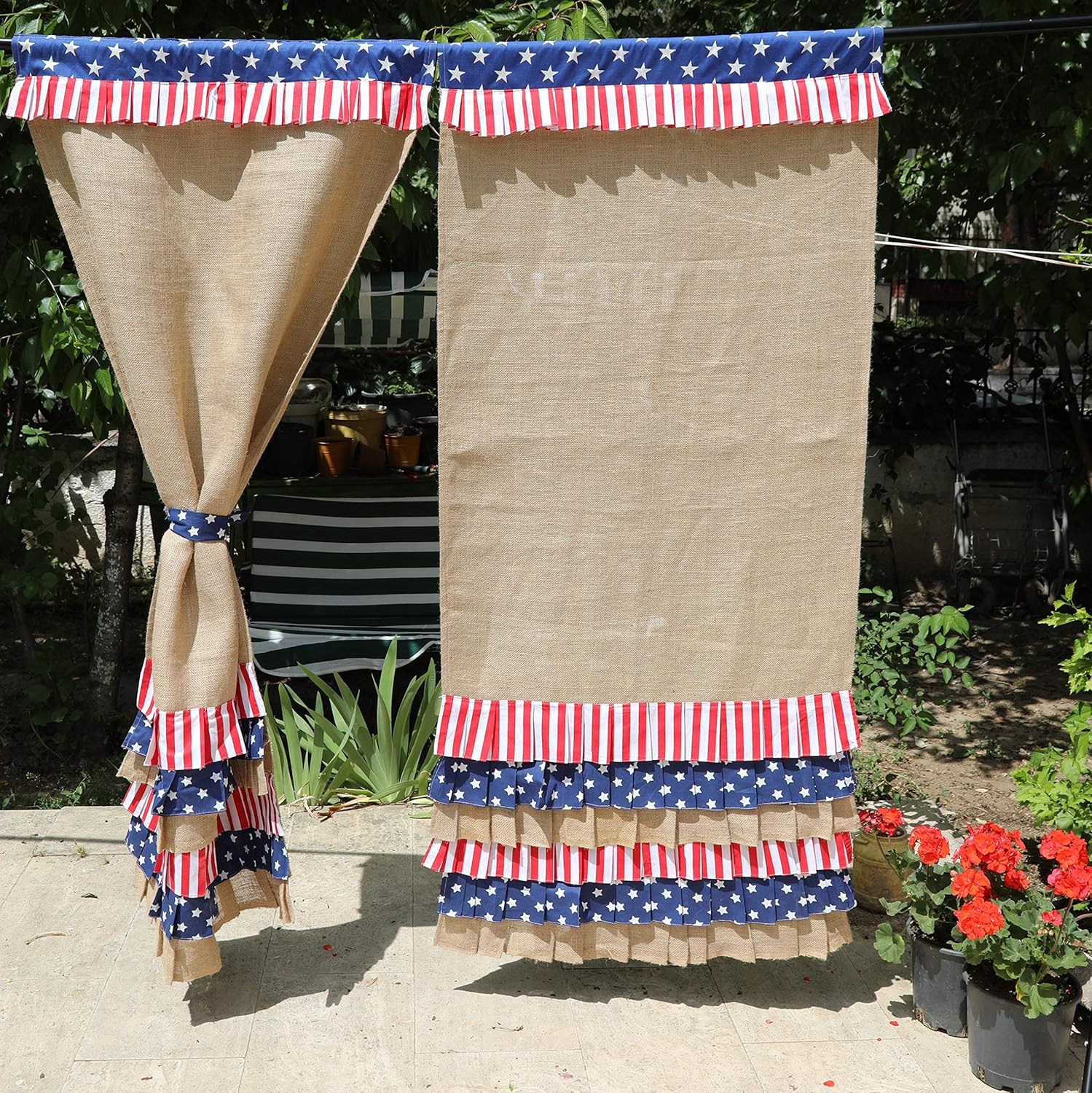 Patriotic Curtains Burlap Curtain Panels Patriotic Home