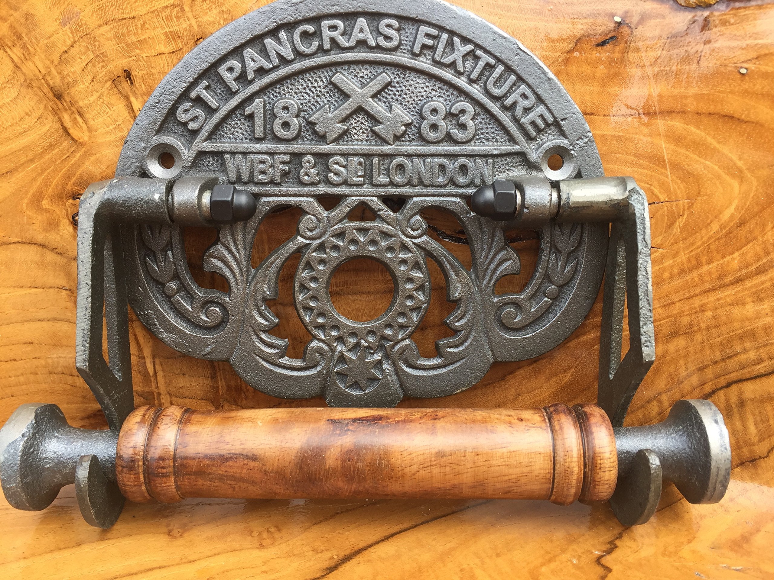 StPancras Traditional Toilet Roll Holder Cast Iron Wooden Roller Victorian Railway Station Vintage Design Wall Mounted Loo Roll Holder Eurostar George Gilbert Scott Midland Railways Midland Hotel