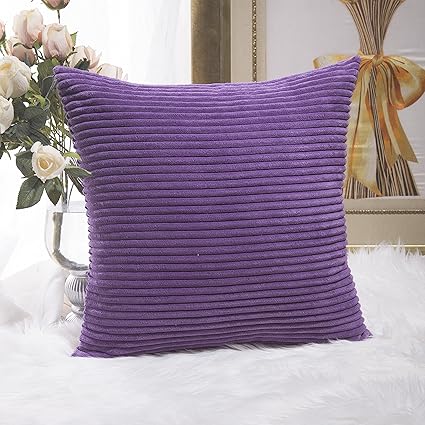 Amazon Com Home Brilliant Striped Corduroy Velvet Large Euro Sham
