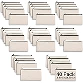 Cruleen Blank Canvas Bag Zipper Pouch Makeup Bags Bulk - Multi-Purpose Canvas Pencil Pouch with Sturdy Zipper, Cosmetic Bag Travel Toiletry Bag for DIY Craft Projects (40, Beige, 8.3x4.7)