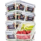 [5 Pcs] Glass Meal Prep Containers Glass 2 Compartment - Glass Food Storage Containers - Glass Storage Containers with Lids - Divided Glass Lunch Containers Food Container - Glass Food Containers 30oz