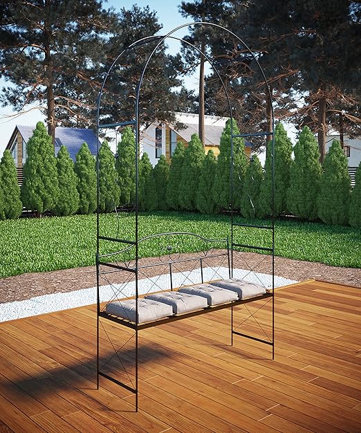 VCM Rosenbogen Bank Sitzbank Torbogen Rankhilfe Rankgitter Eisen für