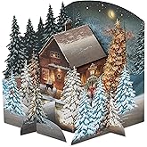 American Greetings Pop Up Holiday Card, Magic Moments Displayable 3D Rustic Cottage In The Wintery Pine Tree Forest Scene-Designed by Jacquie Lawson (Season's Greetings)
