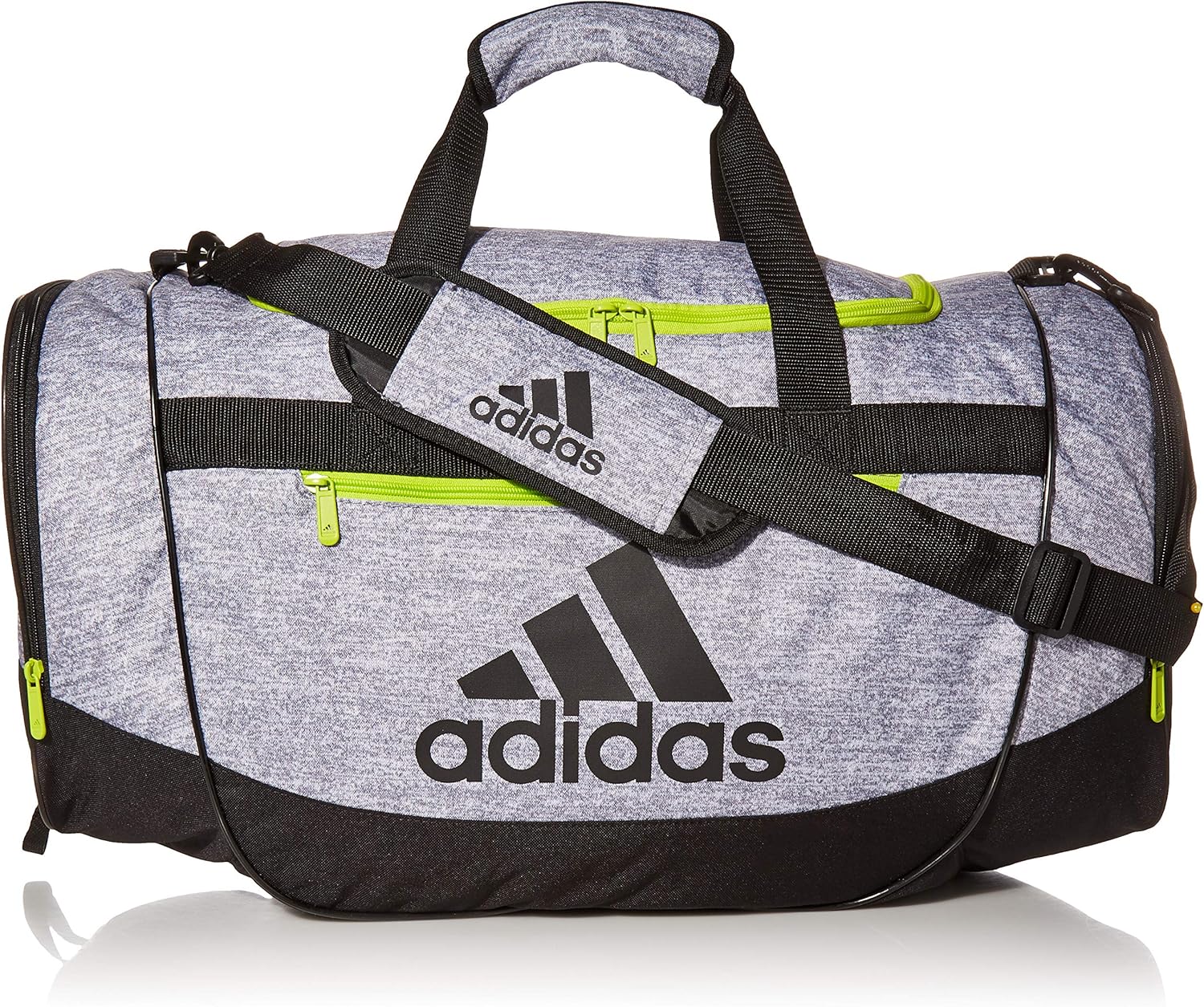 adidas Unisex Defender III Medium Duffel Bag, Jersey Grey/Black/Semi Solar Slime, Medium: Clothing