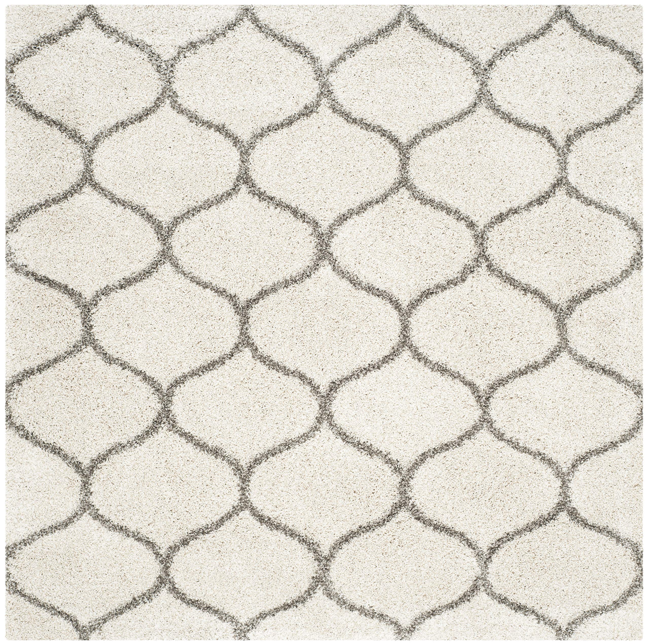 SAFAVIEH Hudson Shag Collection Area Rug - 11' Square, Ivory & Grey, Moroccan Ogee Trellis Design, Non-Shedding & Easy Care, 2-inch Thick Ideal for High Traffic Areas in Living Room, Bedroom (SGH280A) Image SAFAVIEH Hudson Shag Collection Area Rug - 11' Square, Ivory & Grey, Moroccan Ogee Trellis Design, Non-Shedding & Easy Care, 2-inch Thick Ideal for High Traffic Areas in Living Room, Bedroom (SGH280A) Image