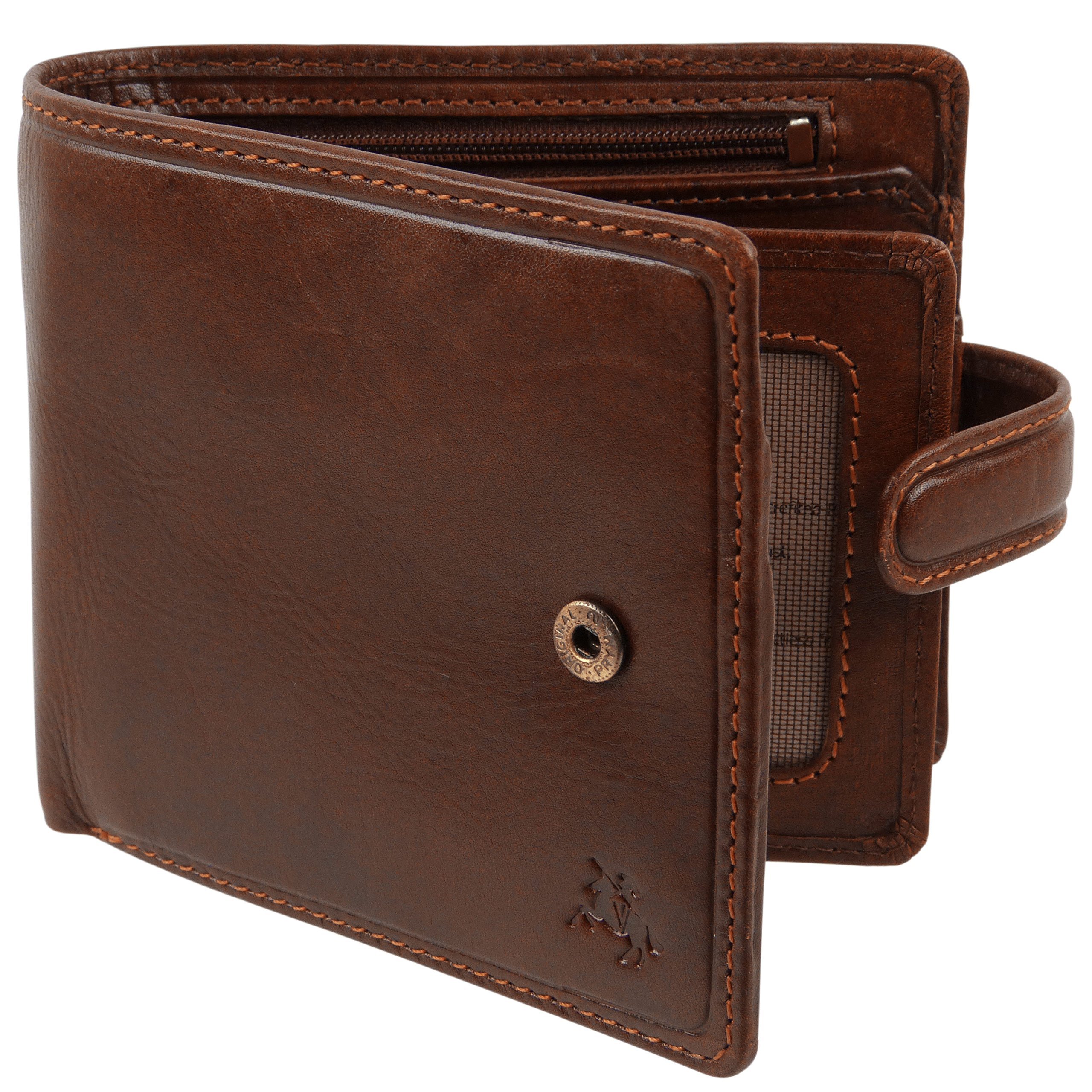 Visconti. Mens Italian Leather Stylish RFID Protected Tabbed Wallet Tuscany Gift Box-Tan