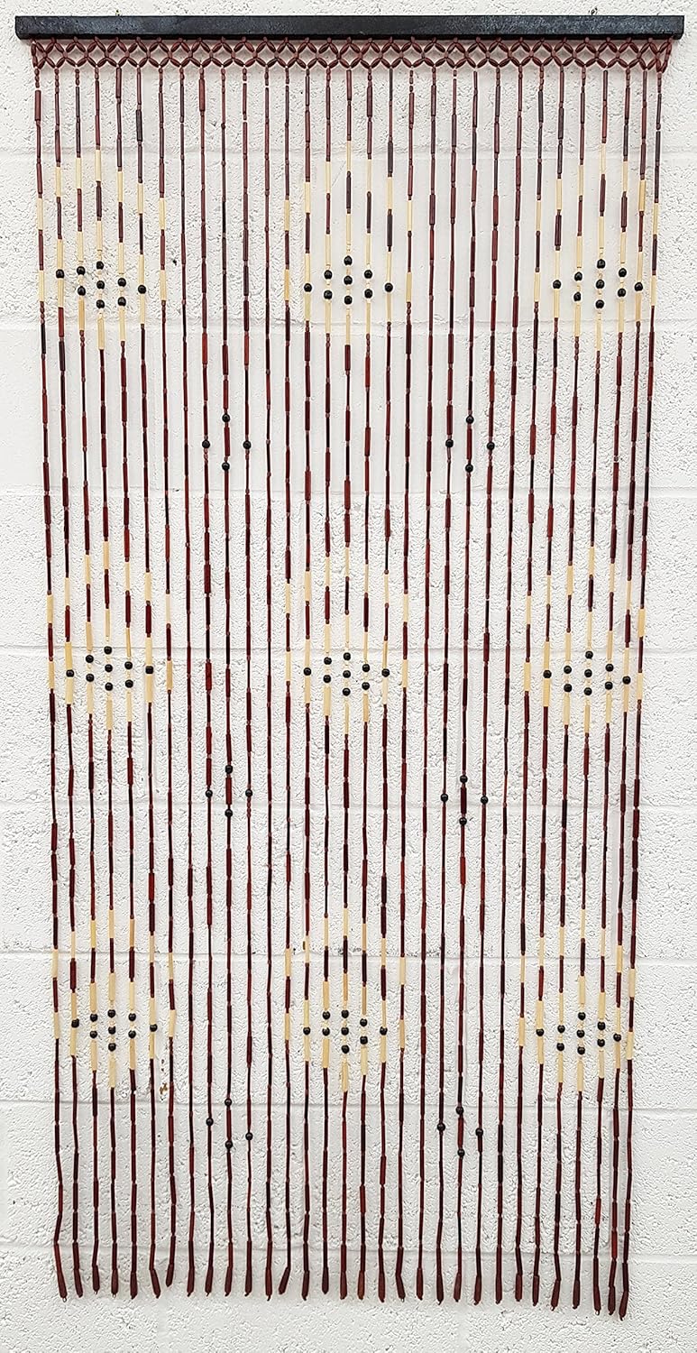 Jvl Wooden Bamboo Beaded Fly Screen Door Curtain 90 X180cm Design