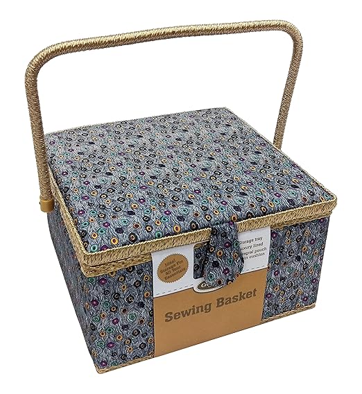 Korbond Creations Extra Large Vivid Peacock Sewing Basket
