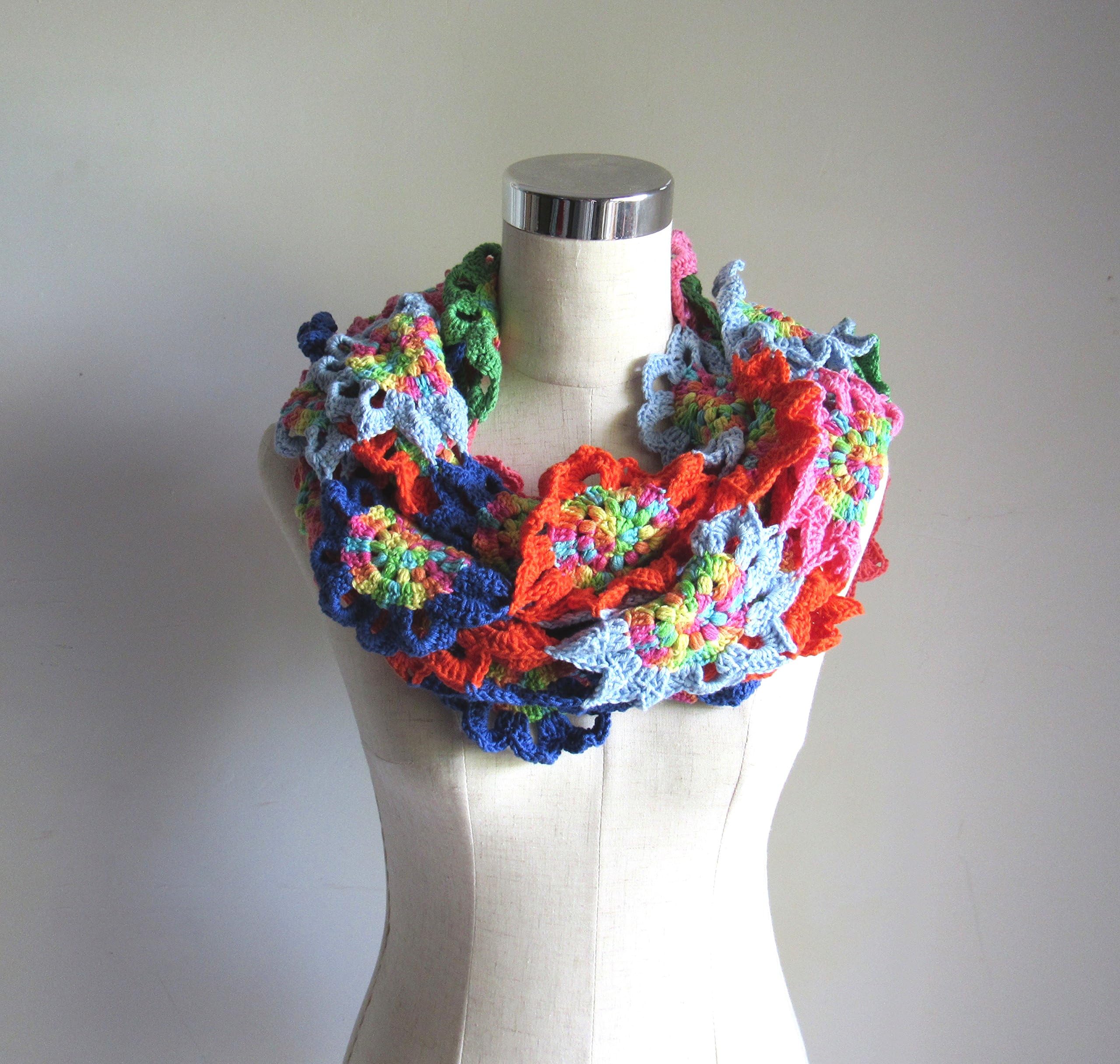 Hand Crocheted Scarf / shawl / wrap, soft warm approximately 5 feet 7 inches long