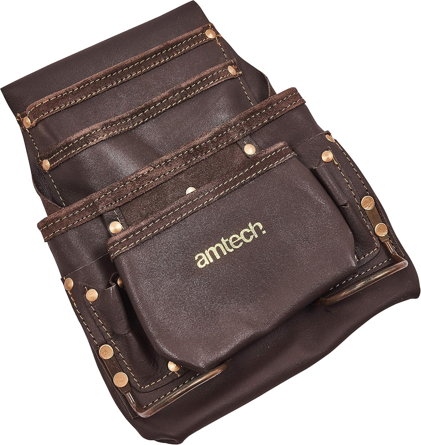 Amtech N0860 Multi-Pocket Leather Tool Pouch, Transparent - Image 3