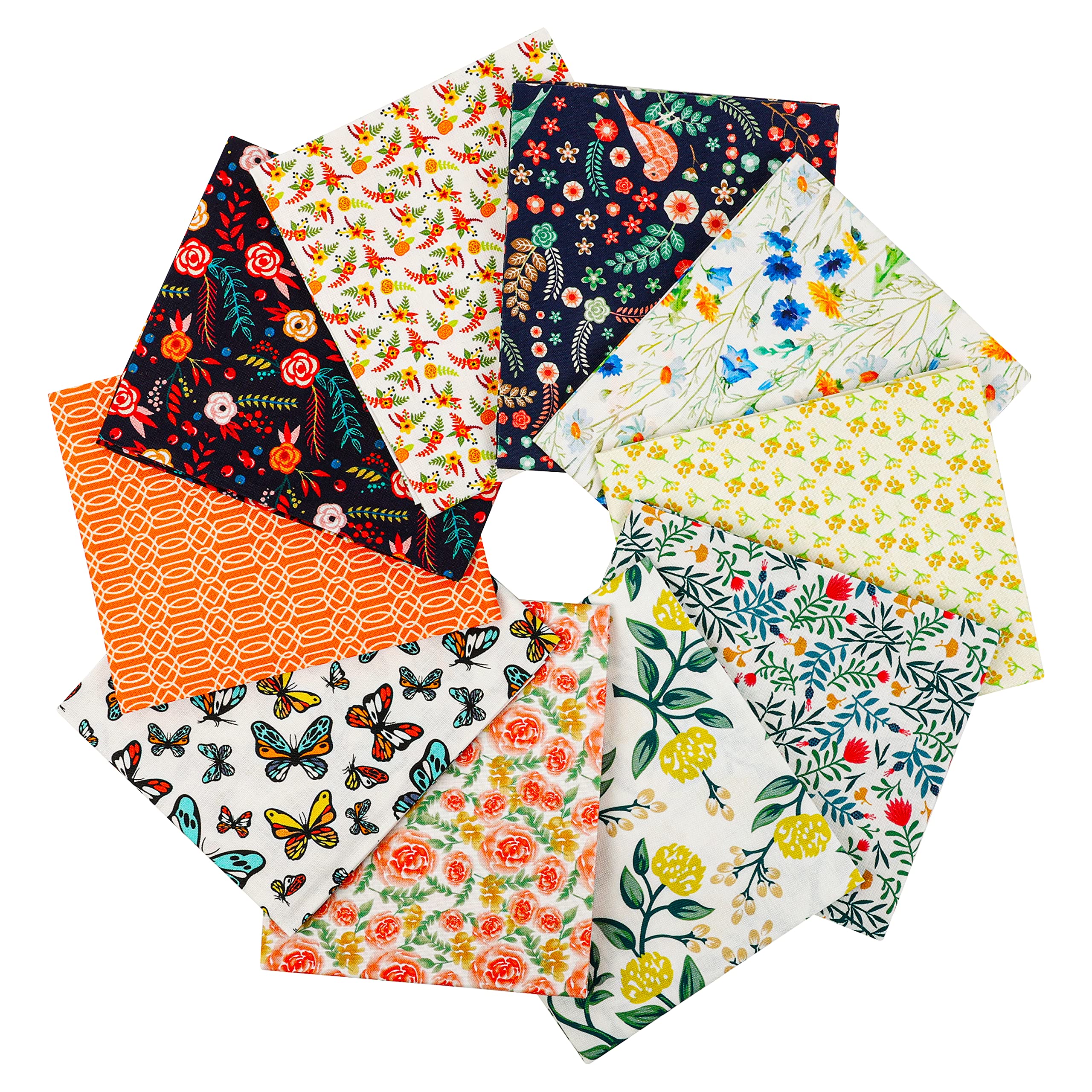 Craftido 10pcs 18”x21”(46x53cm) Fat Quarters Fabric Bundles - Medium Weight 145g - 100% Cotton Fabric for Quilting, Sewing, Patchwork, DIY and Handmade Crafts - Secret Garden — image 1