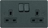 MK Edge Double Socket Dual Earth Double Pole Lustrous Black view 1