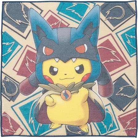 Amazon ポケモンセンターオリジナル ハンドタオル メガルカリオのポンチョを着たピカチュウ アニメ 萌えグッズ 通販