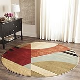 SAFAVIEH Porcello Collection Area Rug - 7' Round, Multi, Mid-Century Modern Abstract Design, Non-Shedding & Easy Care, Ideal 