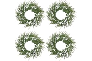 SARO LIFESTYLE Artificial Cypress Wreath - Set of 4, 9.5" x 9.5", Green