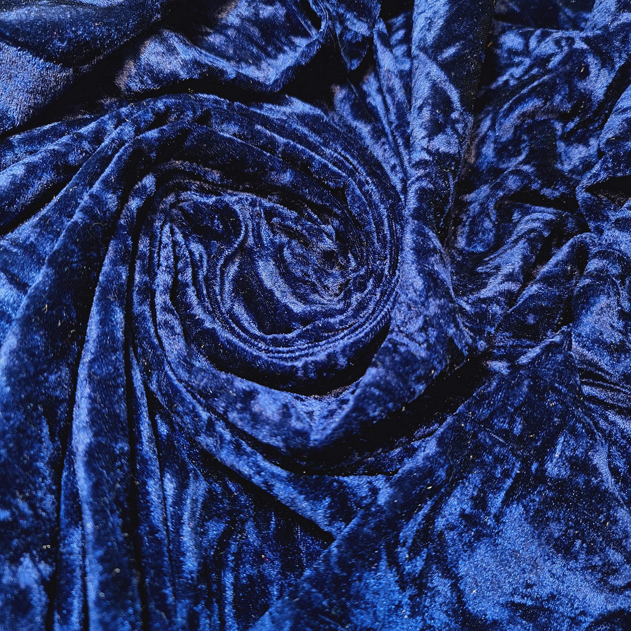 Textile Station Premium Quality Marble Crushed Velvet Medium Weight Stretch Fabric Material 58" Wide Available in 26 Colours (Navy Blue)