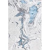 SAFAVIEH Amelia Collection Accent Rug - 3' x 5', Grey & Blue, Modern Abstract Design, Non-Shedding & Easy Care, Ideal for Hig