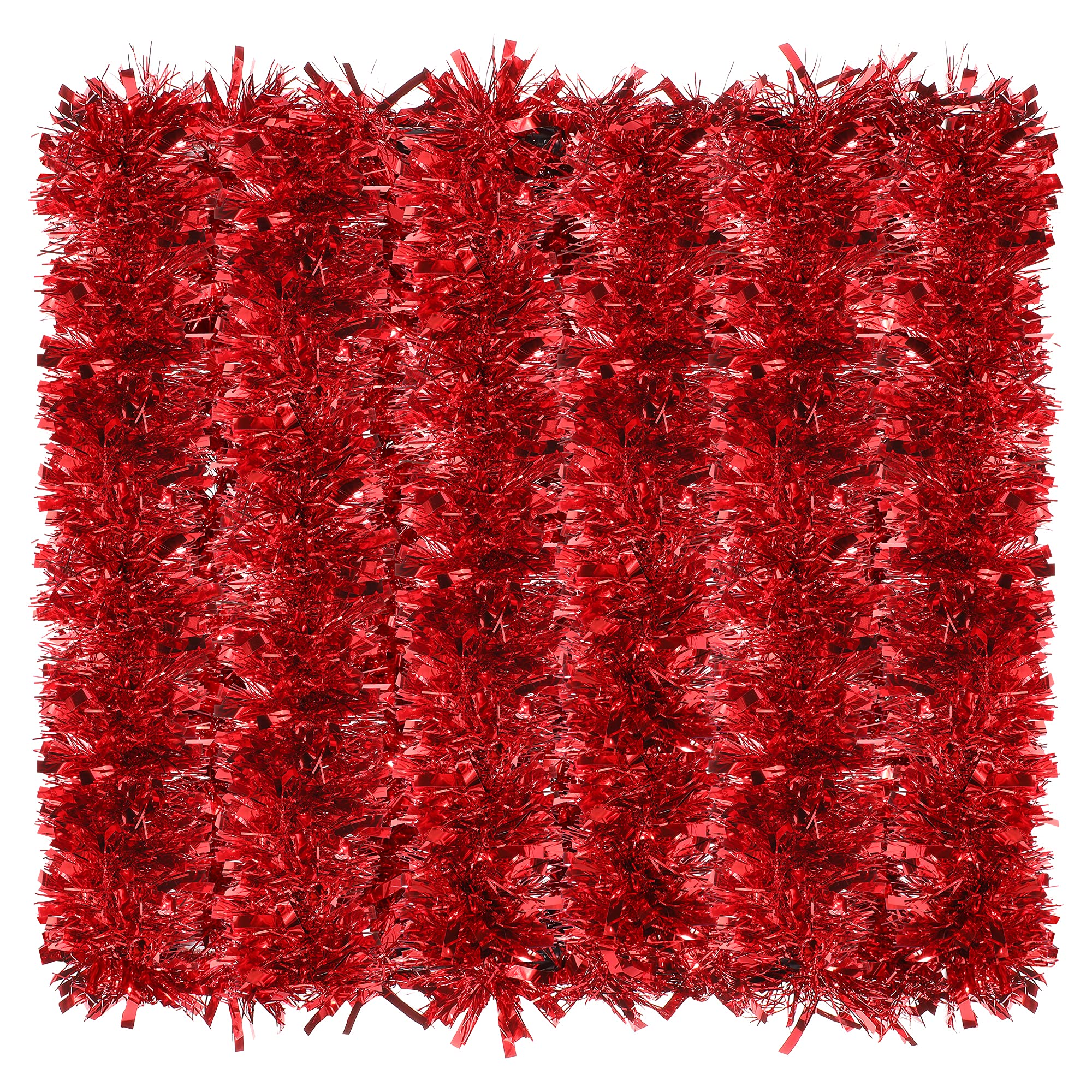 Syhood 32.8 Feet Christmas Metallic Twist Tinsel Garland Xmas Glitter Garland Tree Hanging Tinsel Decoration for Christmas Party and Home Indoor Outdoor Ornament Supplies(Red)