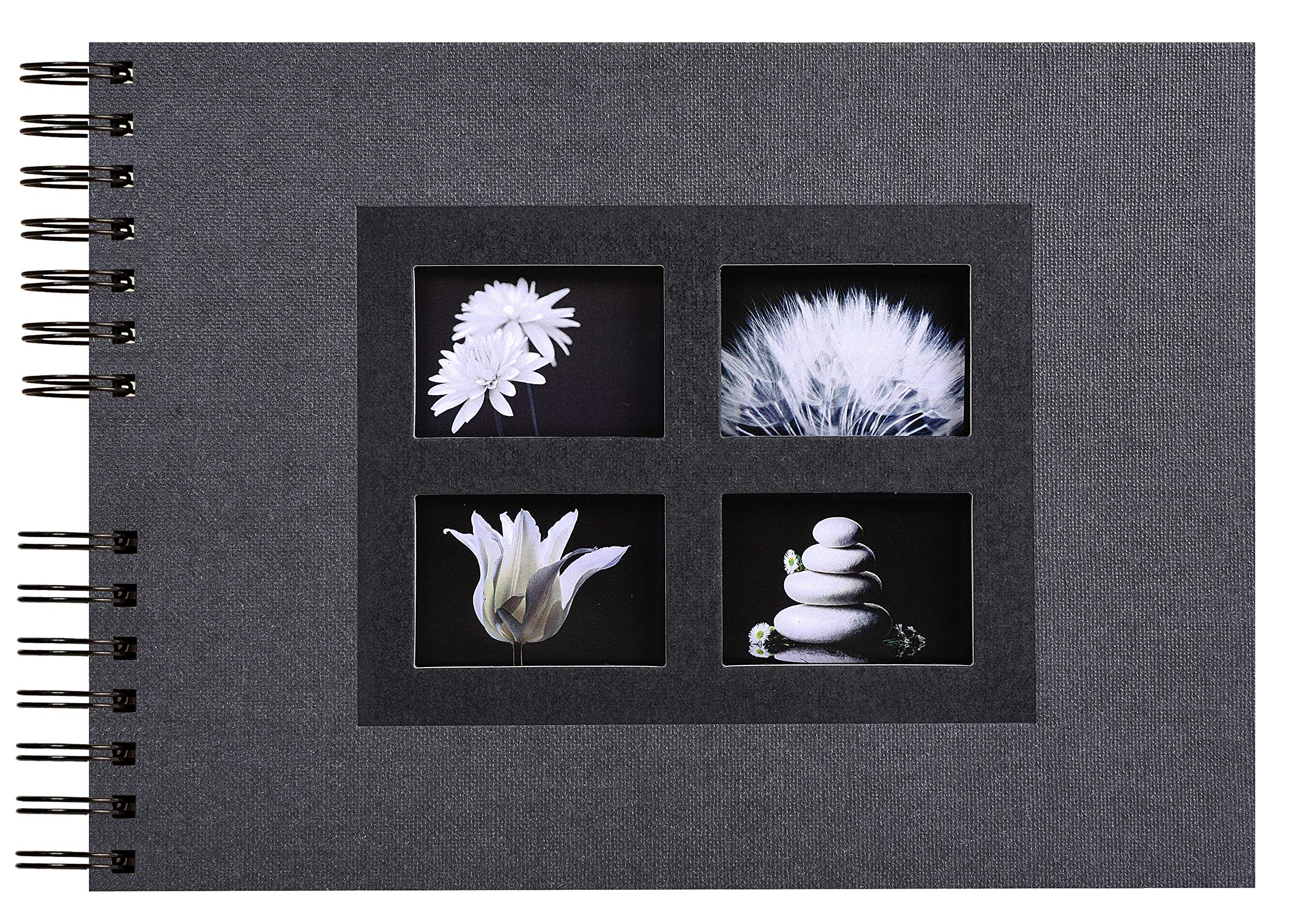 Exacompta - Ref 16241E - Passion Wire Bound Photo Album - 32 x 22cm in Size, 50 Black Thick Card Pages, Holds Up To 100 Photos, Suitable for Scrapbooking - Black Cover