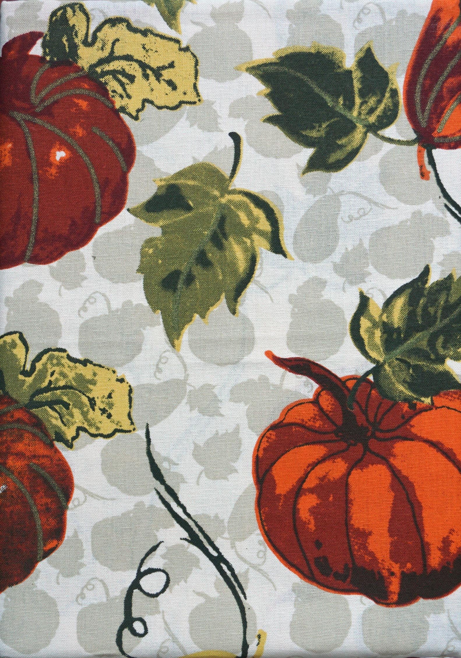 Cynthia Rowley Fabric Tablecloth Pumpkins, Melons, Autumn Leaves 52 Inches by 70 Inches