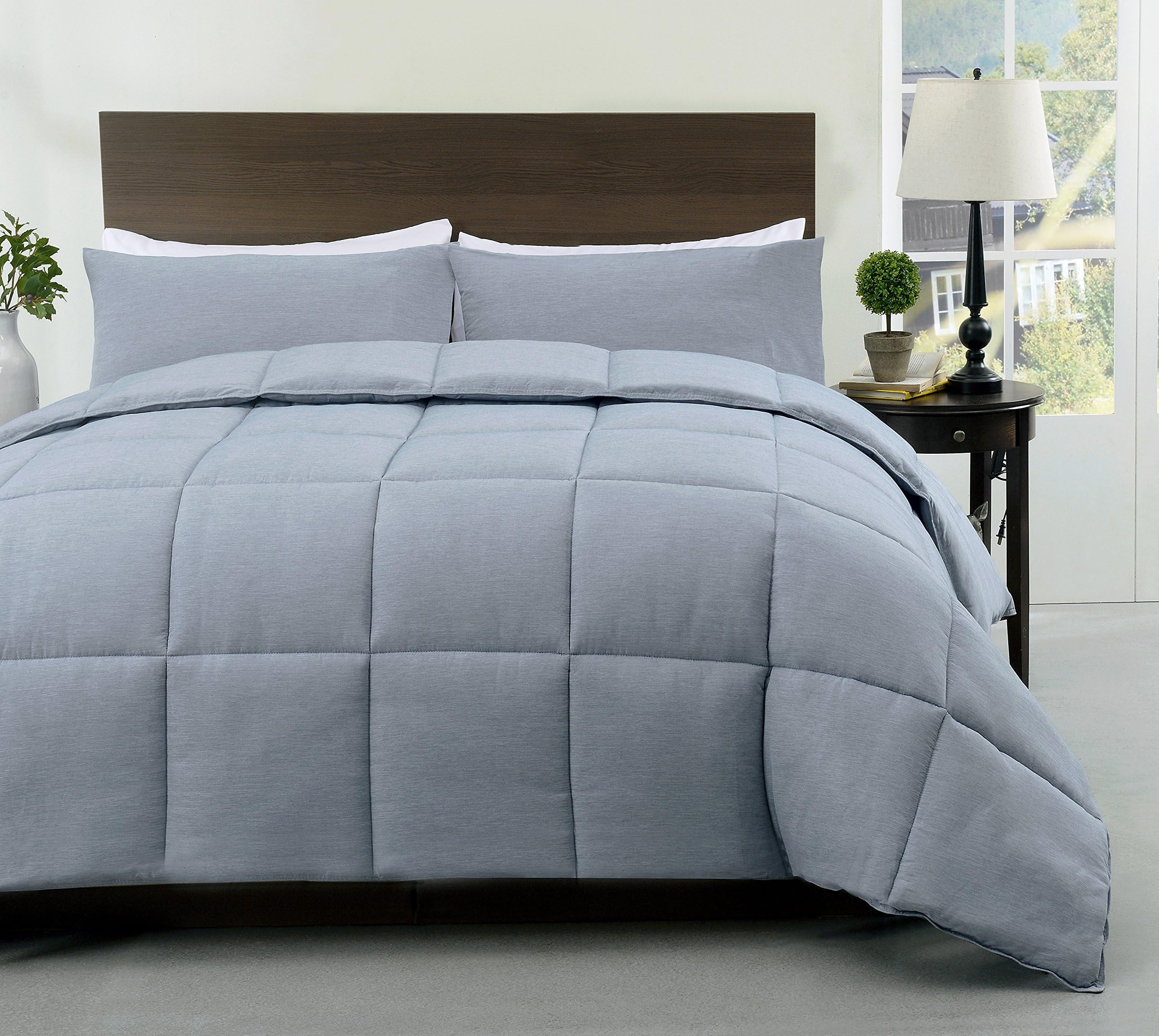 Cozy Beddings Super Twin 2pc Comforter Set Stone Blue, 2 Piece