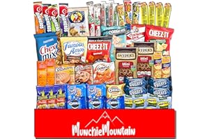 Munchie Mountain Ultimate 50-Count Snack Stock Pile and Care Package for College Students, Military Members, Friends, and Family