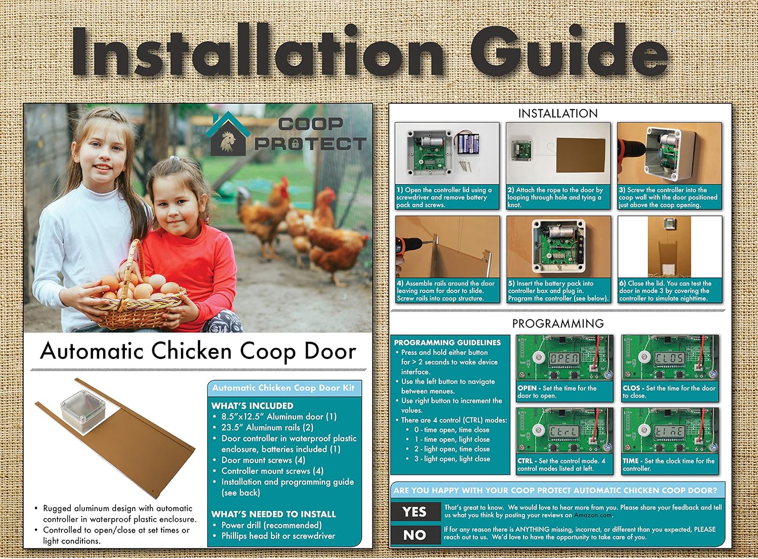 Amazoncom Automatic Chicken Coop Door Complete Kit Waterproof