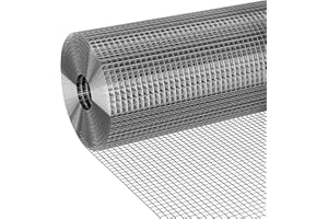 Potnet 19 Gauge Hardware Cloth 1/2 inch 48 x 50 ft Galvanized Chicken Wire Mesh Roll, Rabbit Hutches, Chicken Coops, Tree Guard, Wire Fence Roll, Hardware Mesh